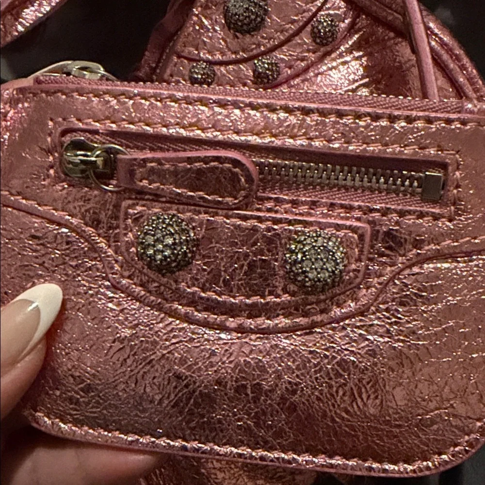 Balenciaga Pink Le Cagole Xs Shoulder Bag Metallized With Rhinestones - Picture 4 of 15